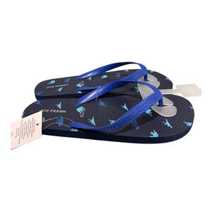 Joe Fresh Flip Flop Sandals Boys Size XL 5-6 Blue Dino Beach Shoes Summer
